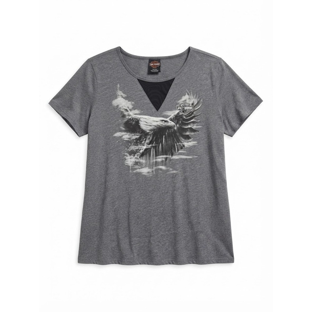 Vtg Harley Davidson 3x Women's Top Plus Grunge Biker Graphic Tshirt Mesh 90s USA